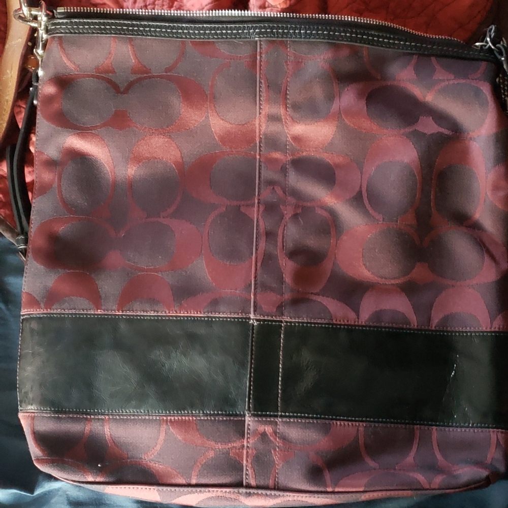 Red cloth coach crossbody bag